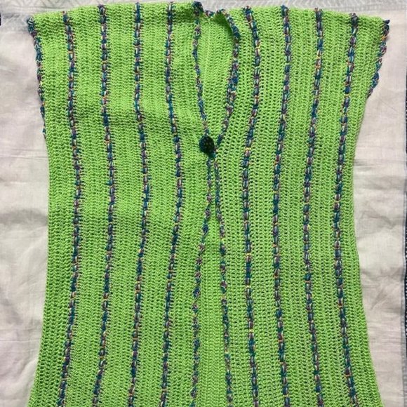 Deecrochet Crocheted Cotton Yarn Cardigan Shrug for Woman (XXXL, Apple Green) - Picture 2 of 4